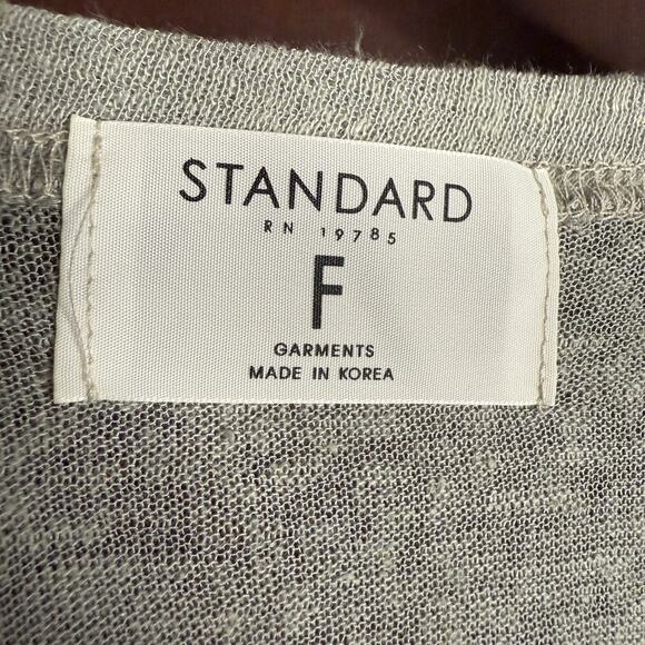 STANDARD | Gray Lightweight Linen Long Line Boyfriend Duster Cardigan Sweater OS - Picture 5 of 6